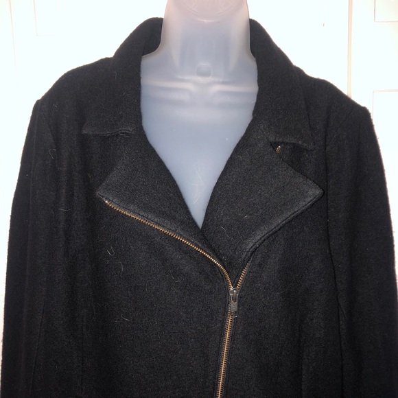 Magnolia Grace Wool Jacket Black Coat Motto Zipper Winter - Picture 6 of 11